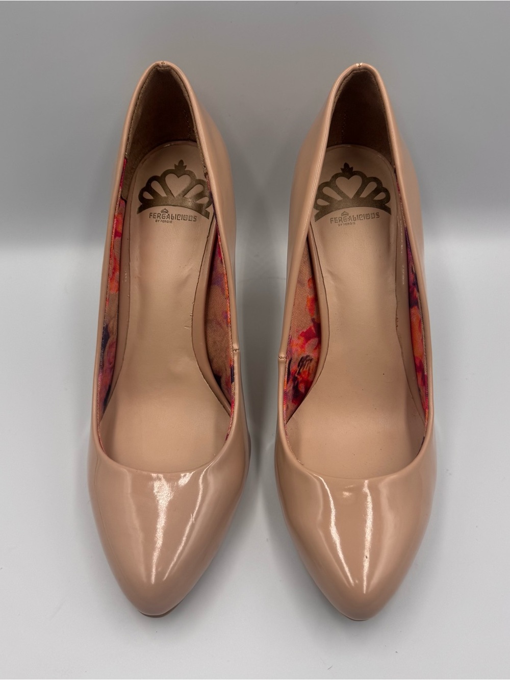 Fergalicious By Fergie Symphony Nude Patent Pointed Toe Pumps Heels Size 6.5
